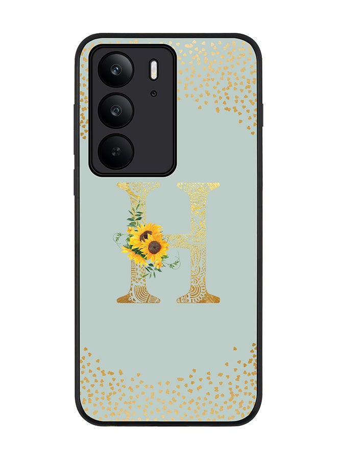 For Realme C75x / C75 4G Case,Slim fit Camera Protection, Shockproof Thin Phone cover  - Custom Floral Monogram - H  (Light Grey )